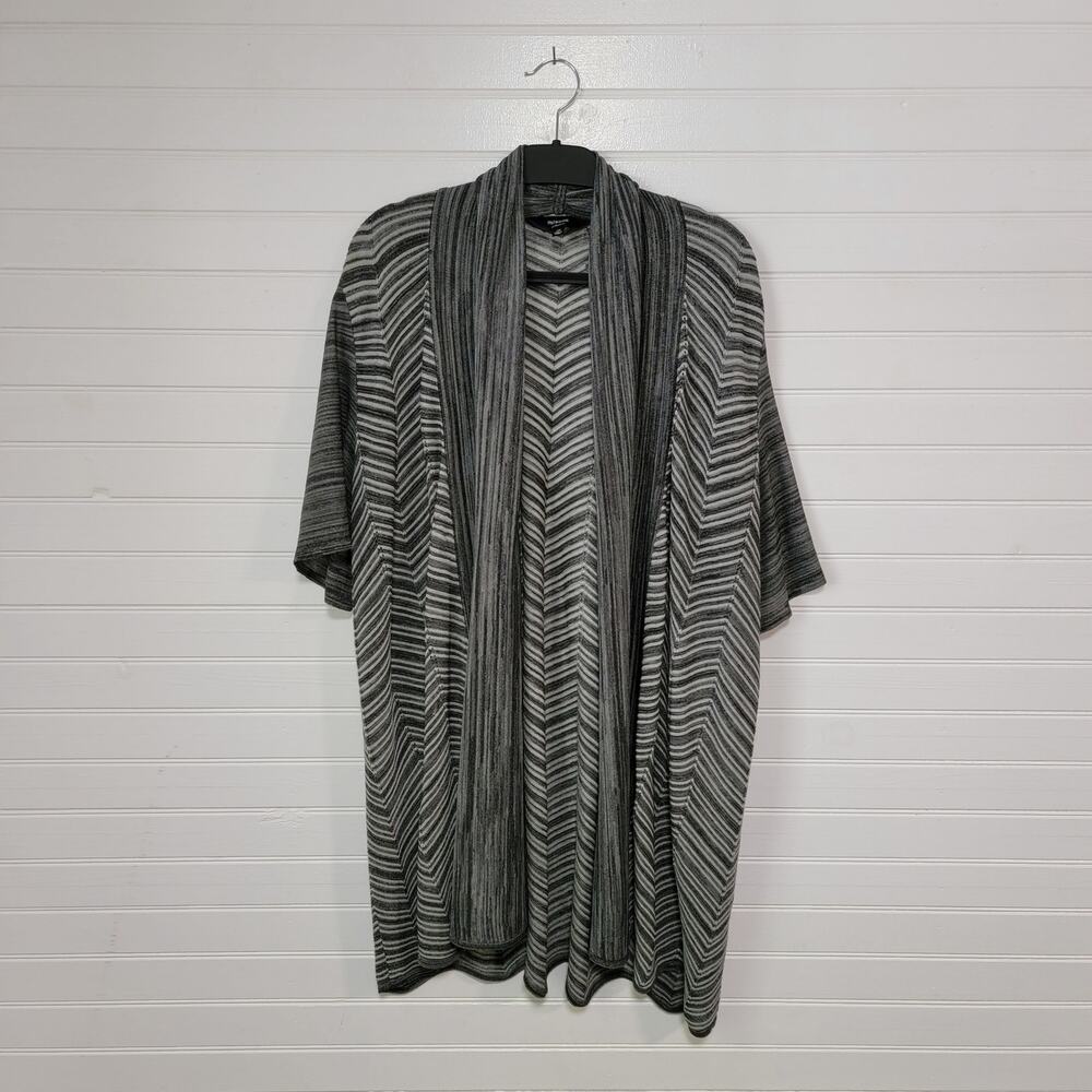 Misook Plus Size 1X Cardigan‎ Sweater Chevron Striped Long Duster Stretch Knit